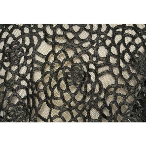 DOLCE CABO Black Mesh & Floral Open Front Topper Duster Jacket Size M - Picture 4 of 4